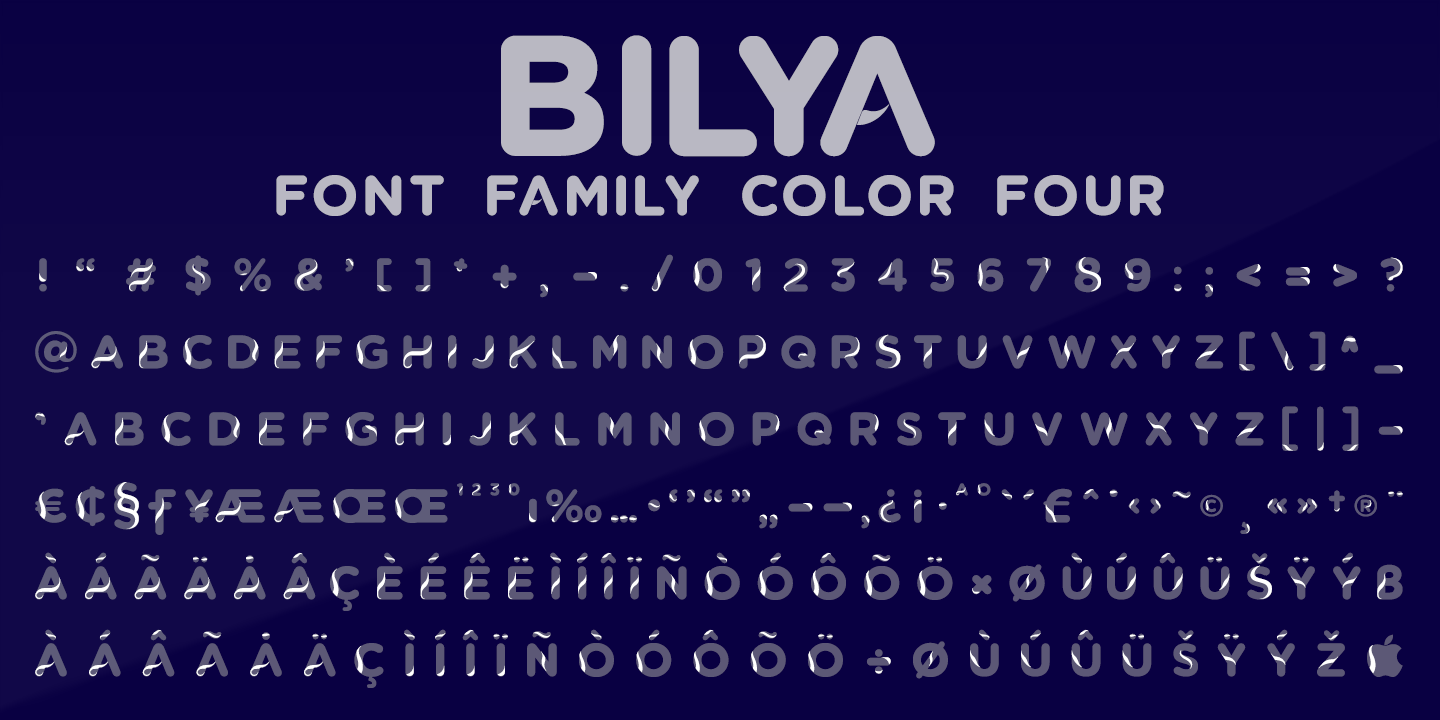 Beispiel einer Bilya Layered COLOR FOUR-Schriftart